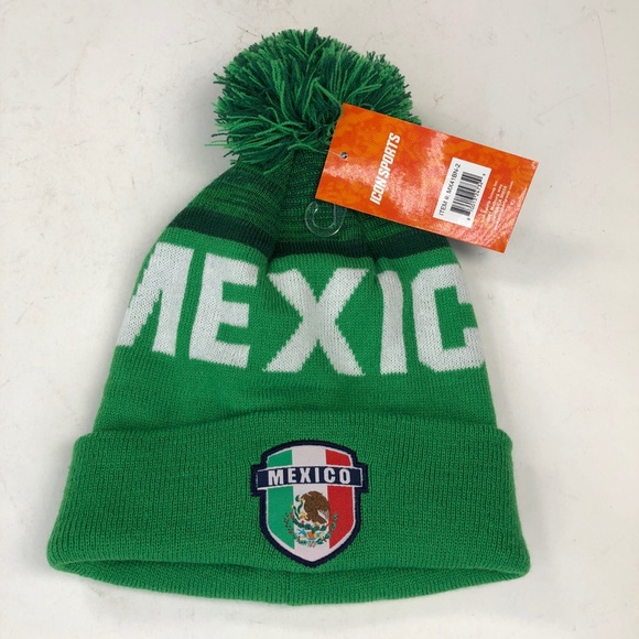 Icon Sports Mexico Flag Knit Youth Green Beanie - Picture 2 of 5